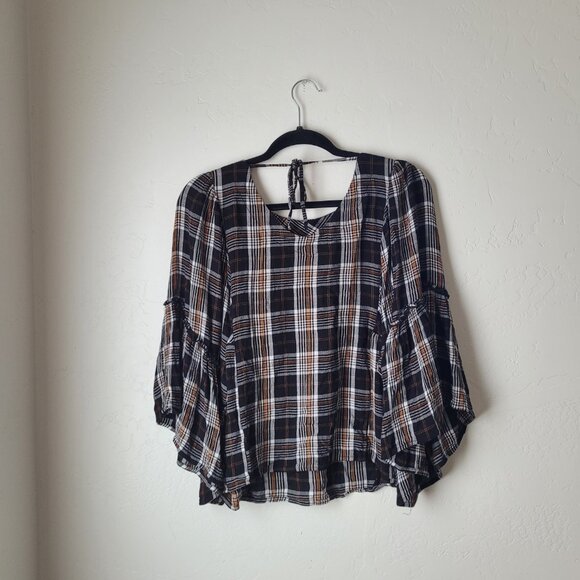 Maurices Kimono Sleeves Plaid Blouse - Picture 6 of 7